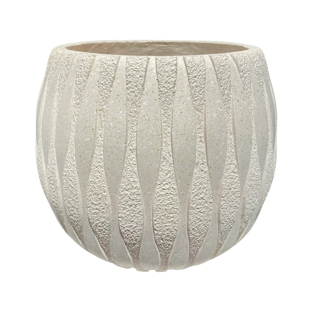 MACETA CERAMICA/FIBRA BEIGE CON TEXTURA 30X27CM 
