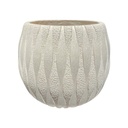 MACETA CERAMICA/FIBRA BEIGE CON TEXTURA 25X22CM  