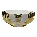 BANDEJA CENTRO DE MESA PORCELANA DORADO/BLANCO ROSTRO 24X25X11CM