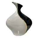 FLORERO PORCELANA NEGRO/BLANCO 25X6.5X31CM
