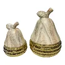 URNA EN FORMA PERA DE PORCELANA SET X2 PZS. Ø13X20CM, Ø10X14CM