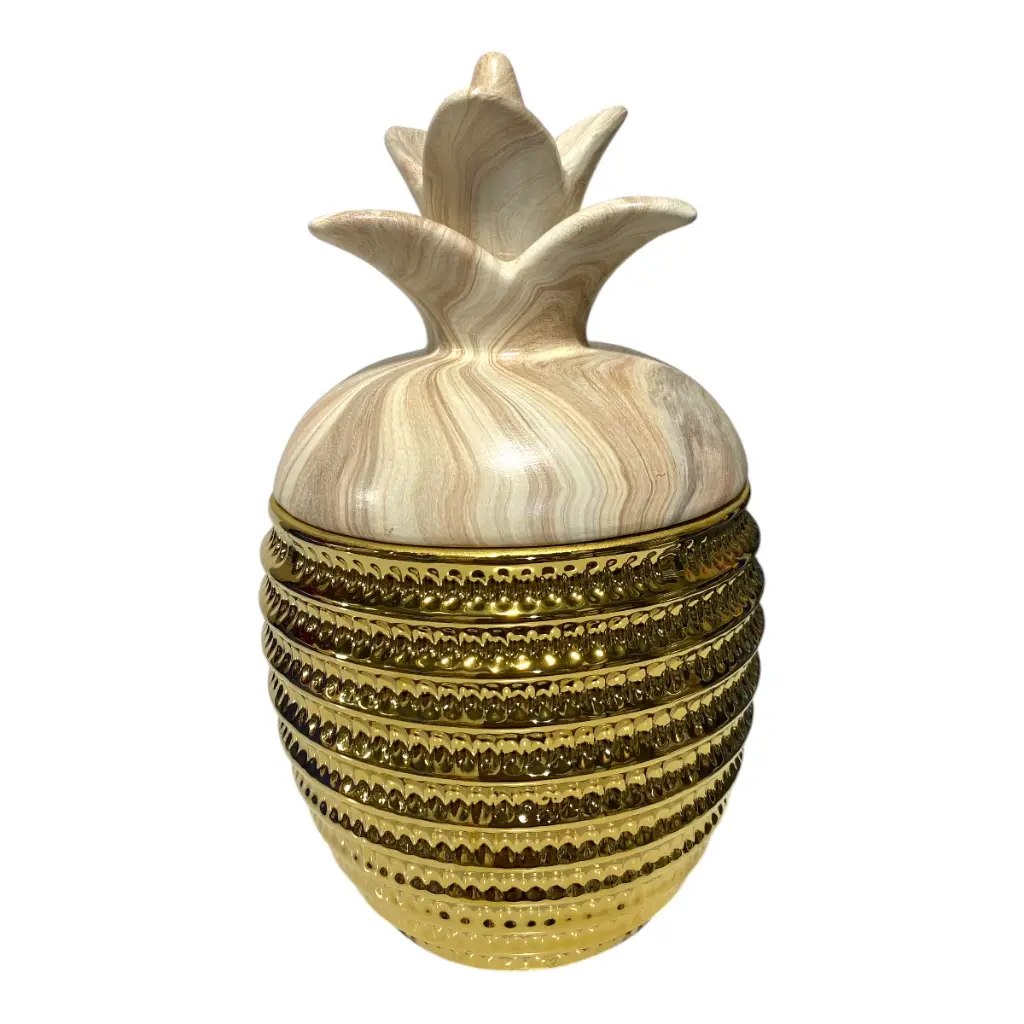 URNA EN FORMA PIÑA DE PORCELANA Ø15X26CM 