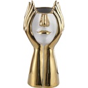 FLORERO PORCELANA DORADO/BLANCO ROSTRO 18X39CM 