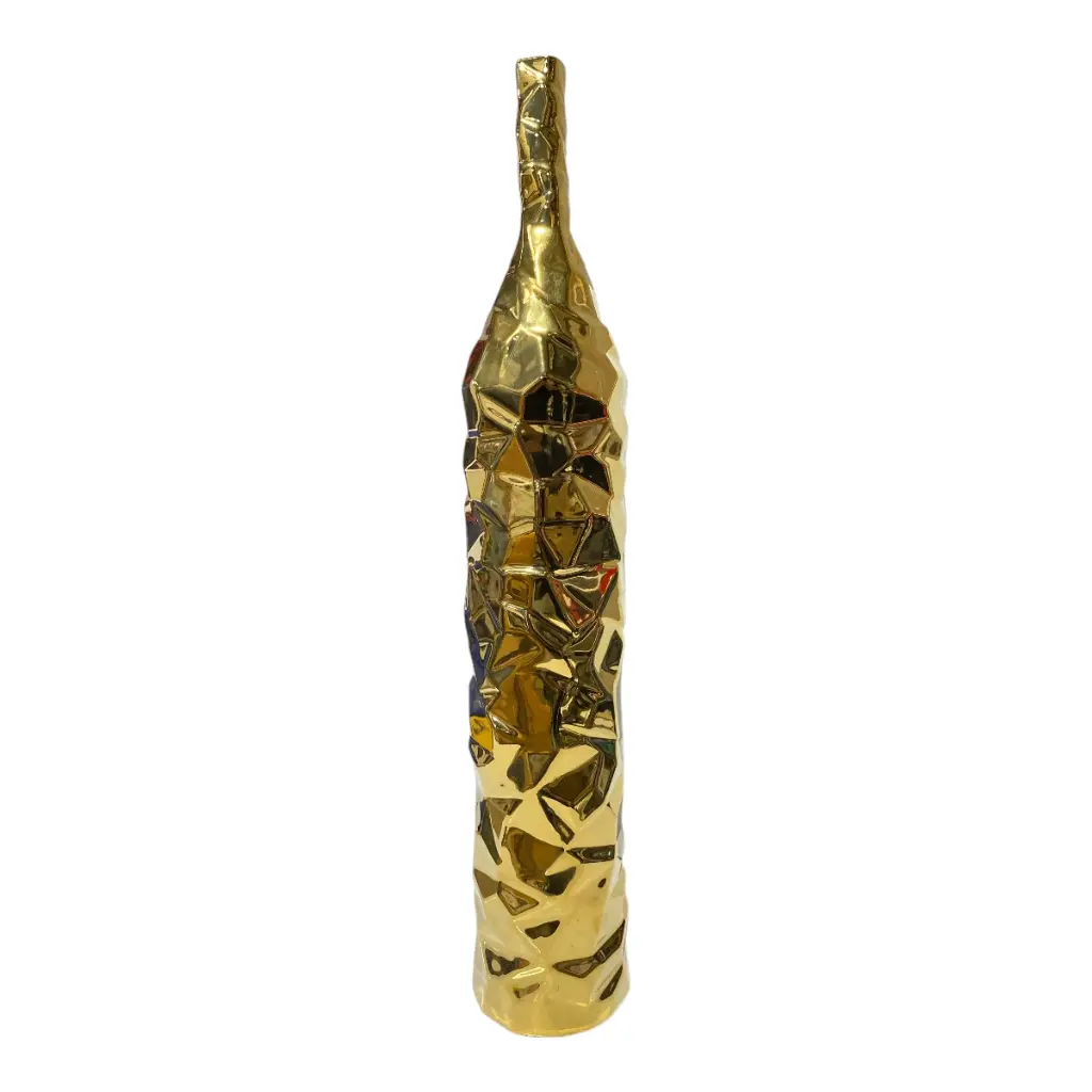 JARRON DE CERAMICA MOTTA DORADO Ø9X50CM