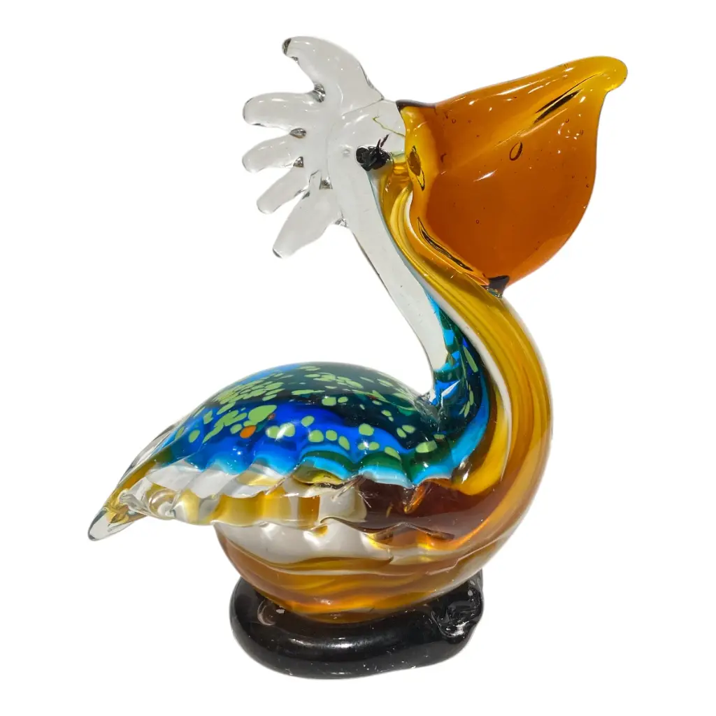 PELICANO DE VIDRIO TIPO MURANO 17X9X17CM