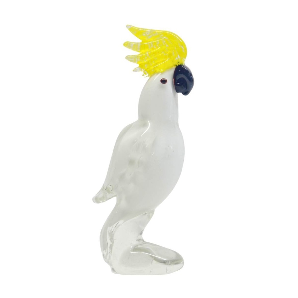 CACATUA DE VIDRIO TIPO MURANO 9X6X22CM