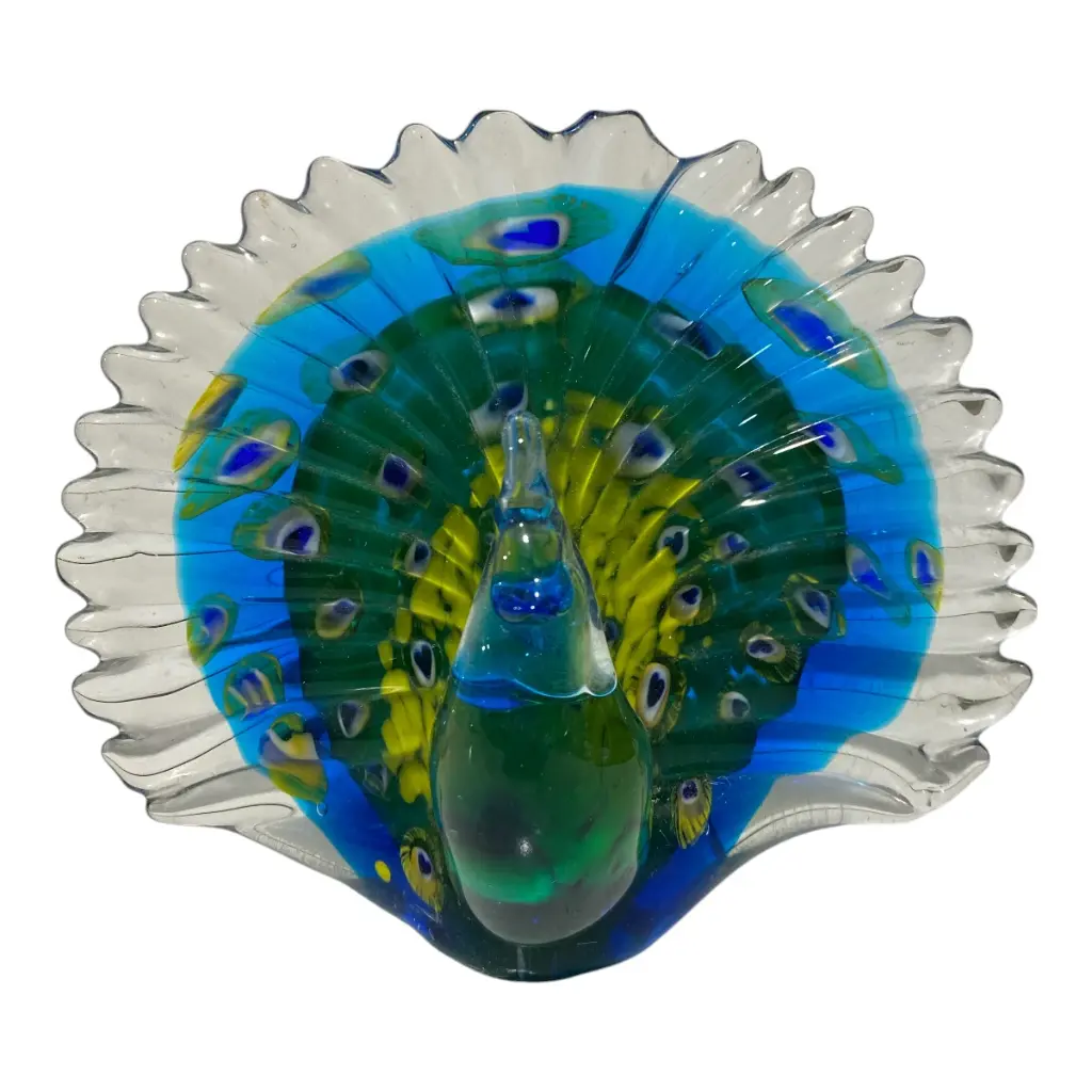PAVO REAL DE VIDRIO TIPO MURANO 18X8X16CM