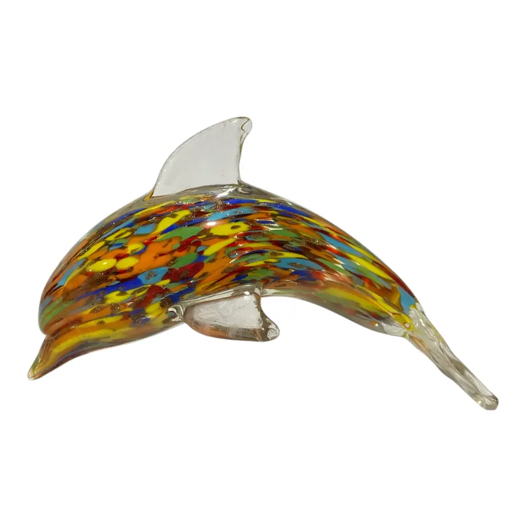 DELFIN DE VIDRIO TIPO MURANO 16X8X10CM