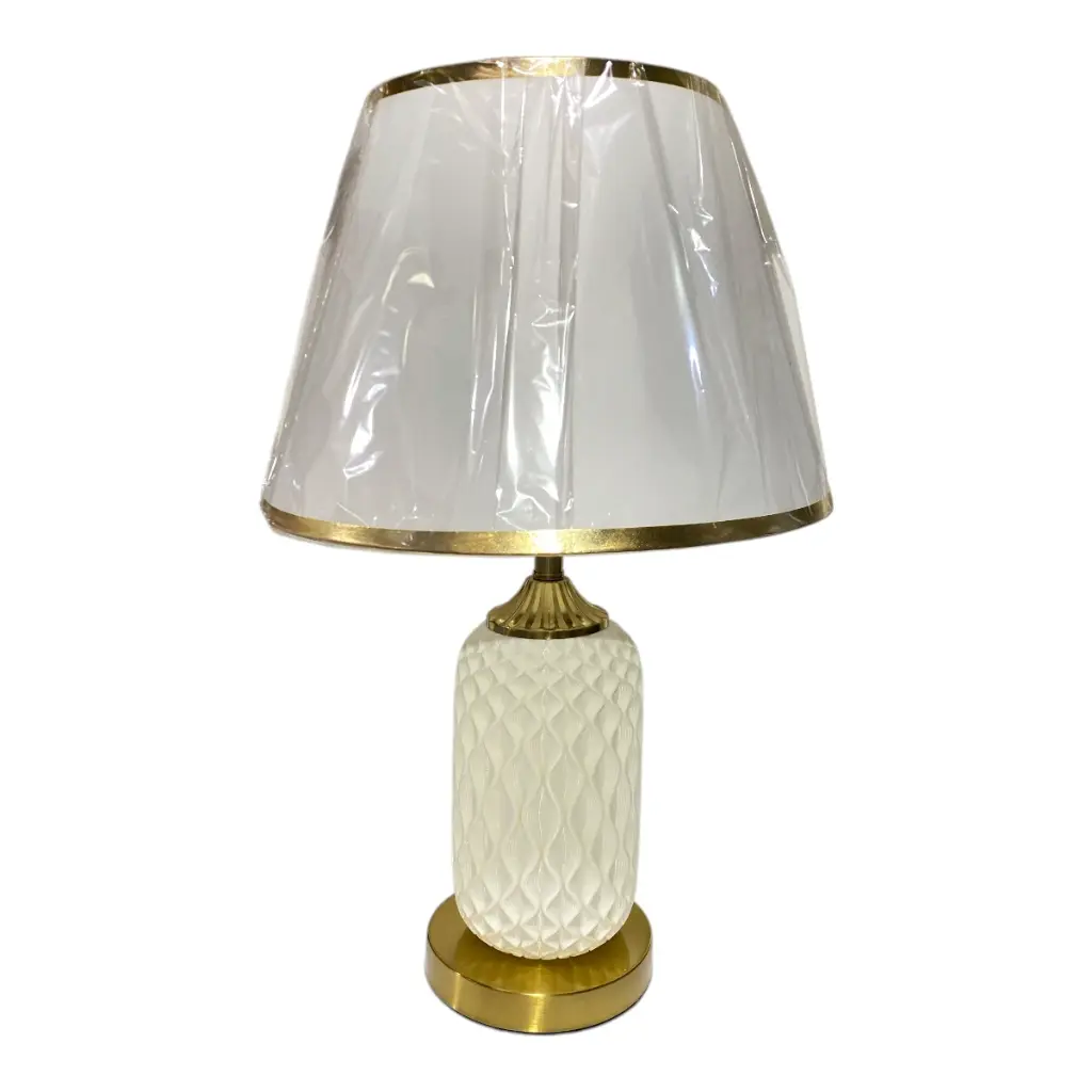 LAMPARA DE MESA DORADA/BLANCA 30X48CM