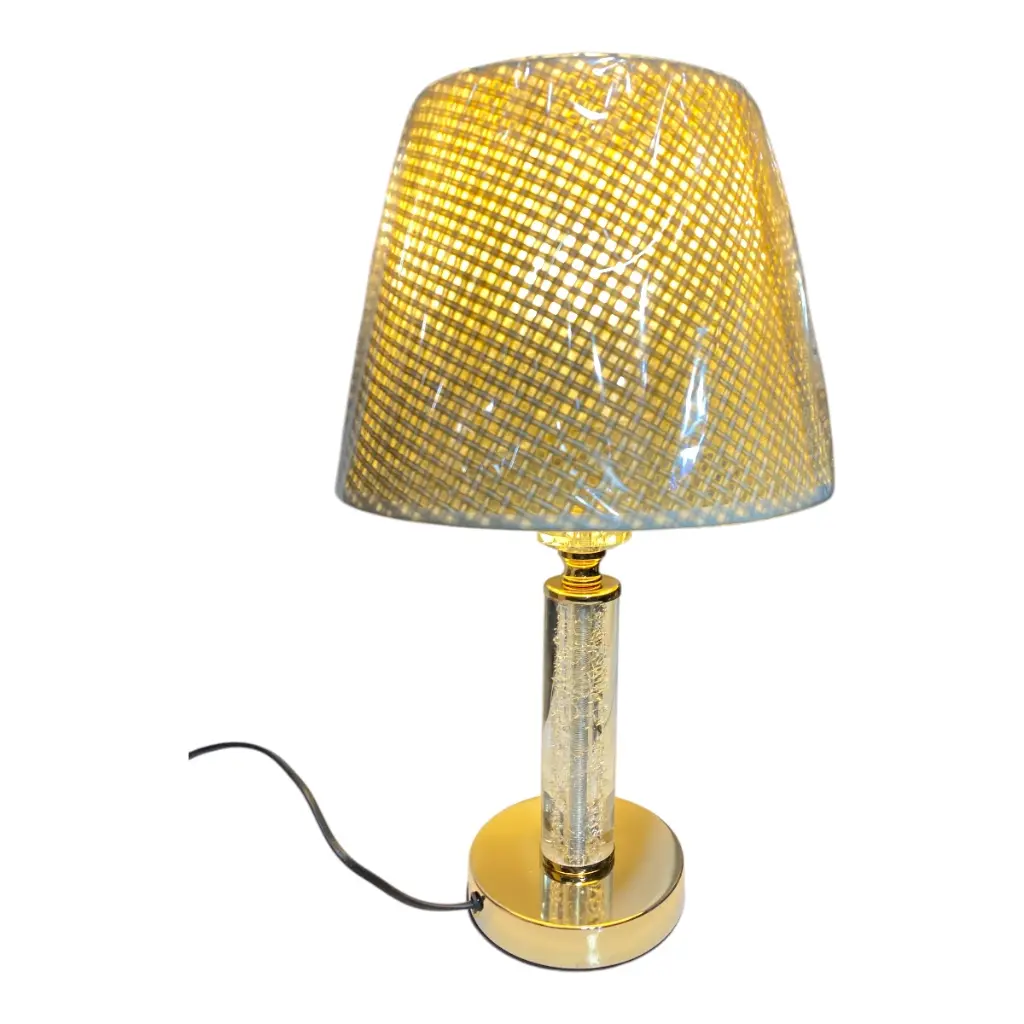 LAMPARA DE MESA DORADA/CRILICO TEJIDA 25X33CM