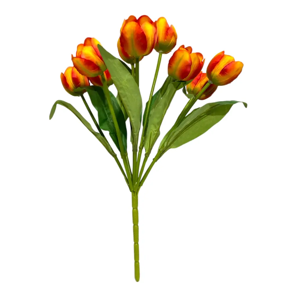 RAMO ARTF. TULIPAN NARANJA 9 BOTNES  44CM 