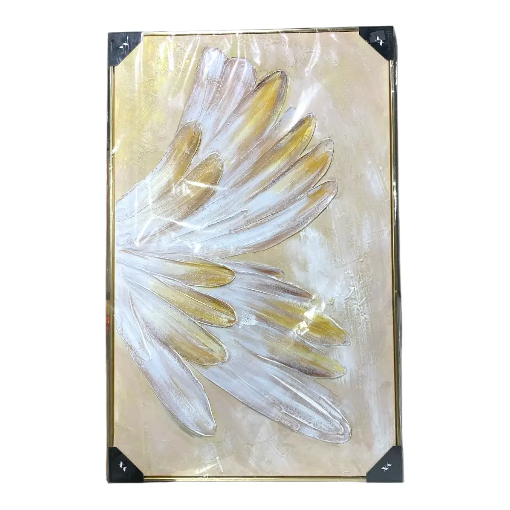 CUADRO TEX. ALAS MARCO FILO DORADO 70X110CM  