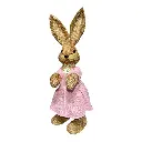 CONEJA PASCUA YUTE VESTIDO ROSA 25X27X60CM