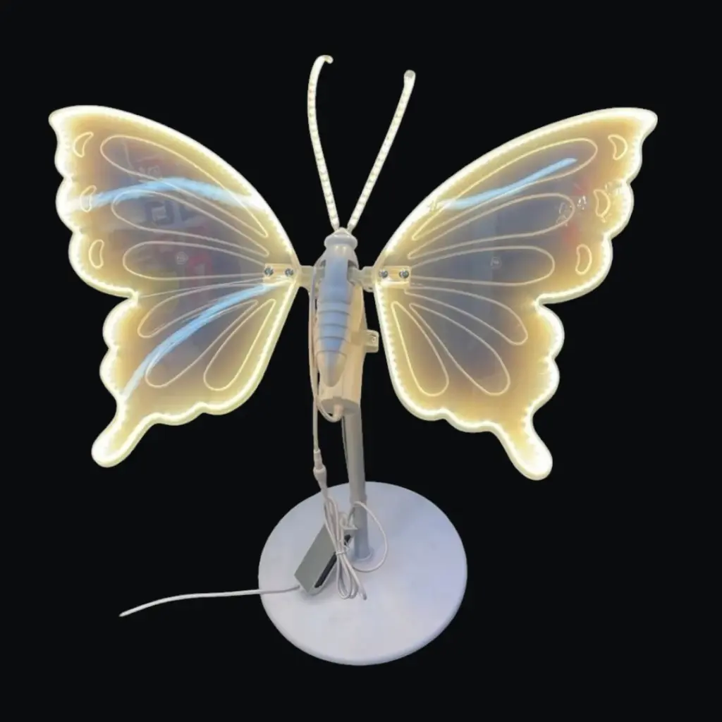 MARIPOSA C/LUZ LED Y MOVIMIENTO 60CM 12V CON BASE AJUSTABLE