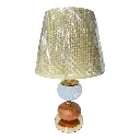 LAMPARA DE MESA BEIGE/BLANCA/MADERADA 25X43CM 