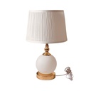 LAMPARA DE MESA DORADO/ESFERA BEIGE, BLANCA 25X41CM 