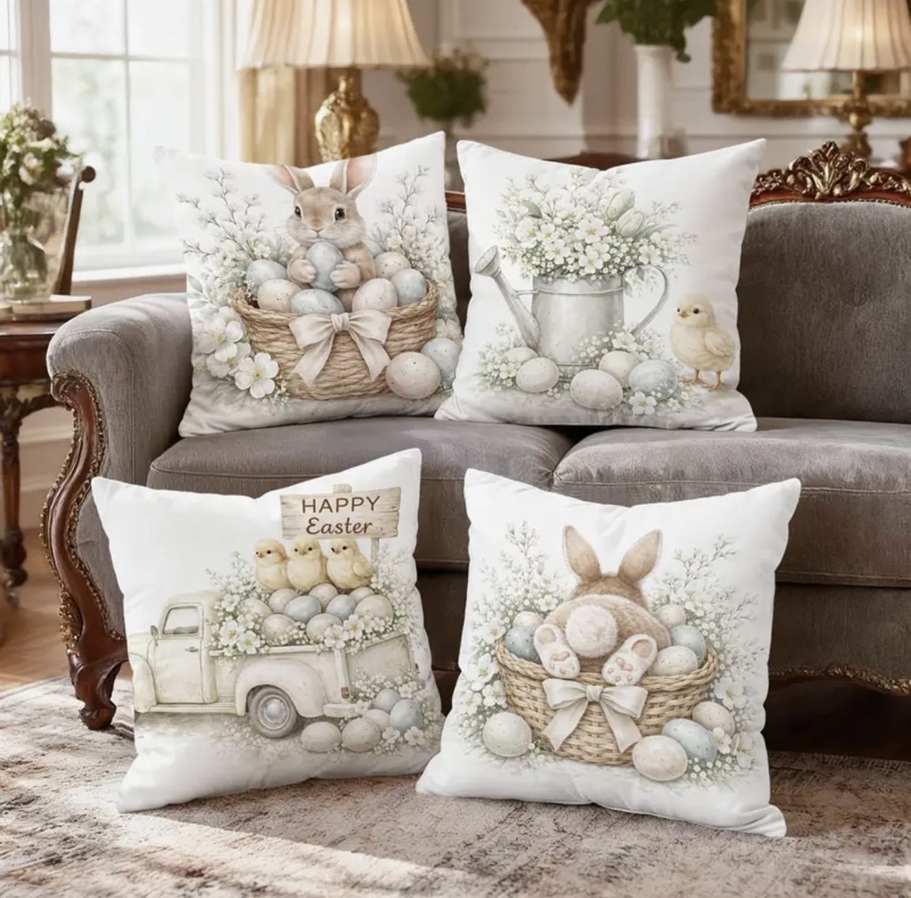 FORRO DE COJIN PASCUA VINTAGE 45X45CM