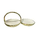 BANDEJA CENTRO MESA PORCELANA DORADA/BLANCO 31X15X12CM