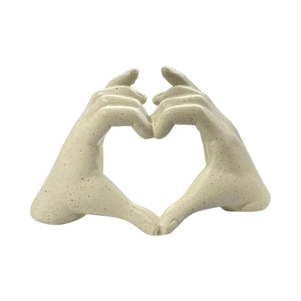 FIGURA DEC. MANOS CORAZON ARENISCA POLIRESINA REF:ES28730 15X7X8.5CM