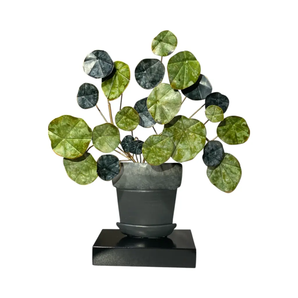 MACETA HOJAS VERDES METALICO REF:ES28674/16491 40X8X45CM