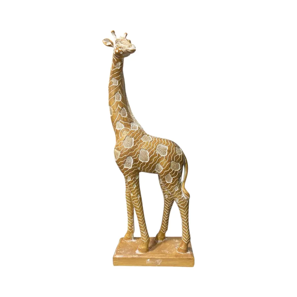 FIGURA DECO JIRAFA BEIGE, POLIRESINA. REF:ES28735 14X8X38CM