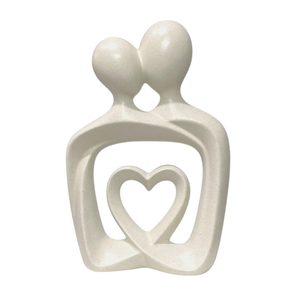 Figura de pareja, abrazo eterno, tono marfil, resina. 17x7x25cm - Ref:ES28733