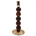 CANDELABRO METAL, ESFERAS MADERA REF:ES28763 10X25CM