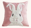 FORRO DE COJIN ROSADO CONEJA BORDADA 45X45CM