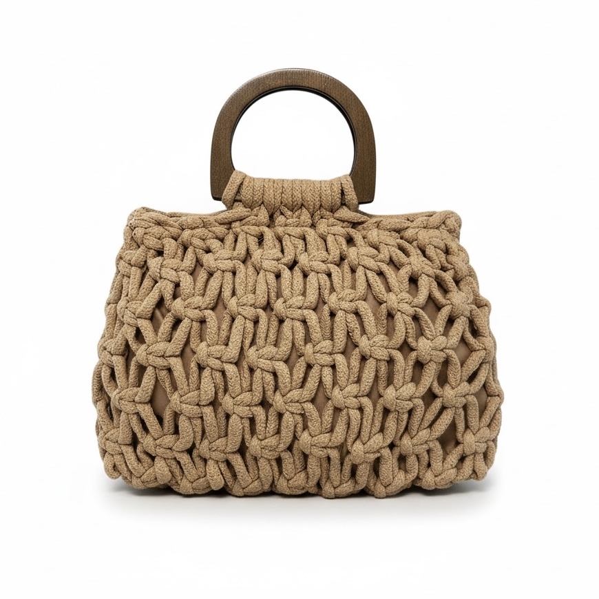 CARTERA DE PLAYA TEJIDA BEIGE 28.5*32CM