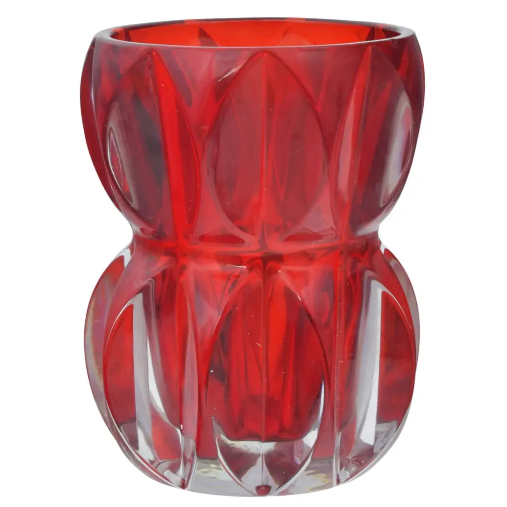FLORERO DE VIDRIO ROJO REF:ES27862 14X18CM