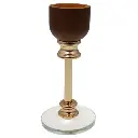 CANDELABRO METALICO/MADERA NATURAL CON BASE DE VIDRIO, REF:ES28776 8X17CM