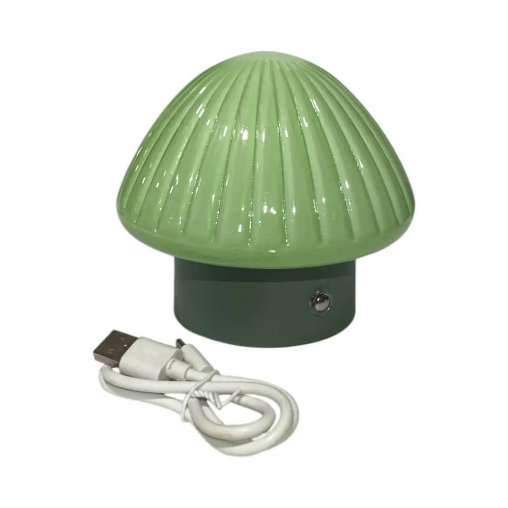 LAMPARA DE MESA CERAMICA/VIDRIO TACTIL HONGO VERDE REF:EF2504004-GN 12X11.5CM 