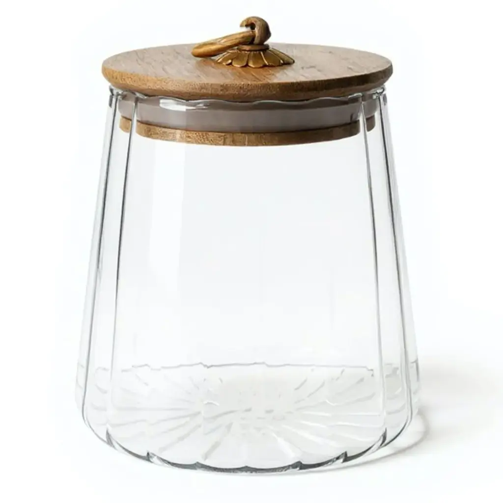 REPOSTERO DE VIDRIO BOROSILICATO C/TAPA BAMBOO REF:HCS63 630ML 
