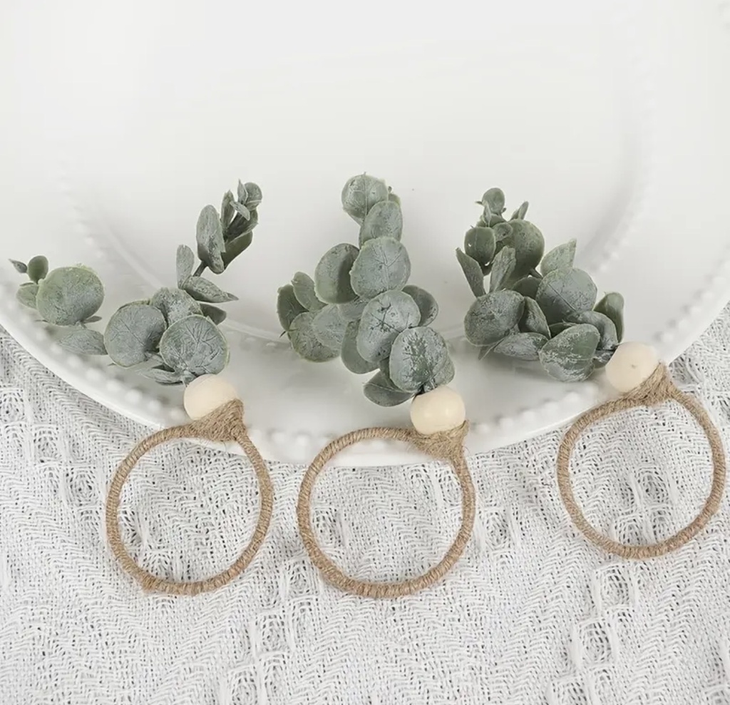 ARO DE SERVILLETA CON HOJAS DE EUCALIPTO 4.5X11CM