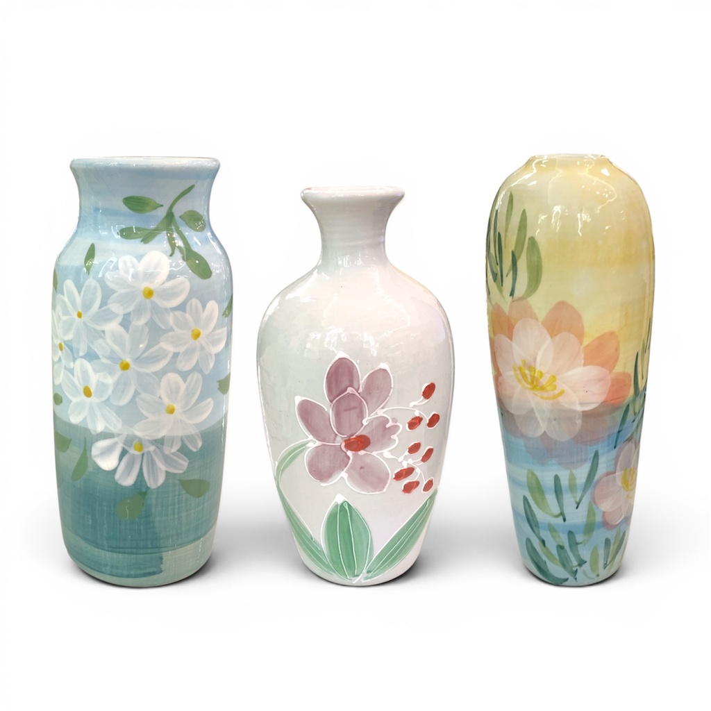 FLORERO PORCELANA DISEÑO FLORAL 19CM