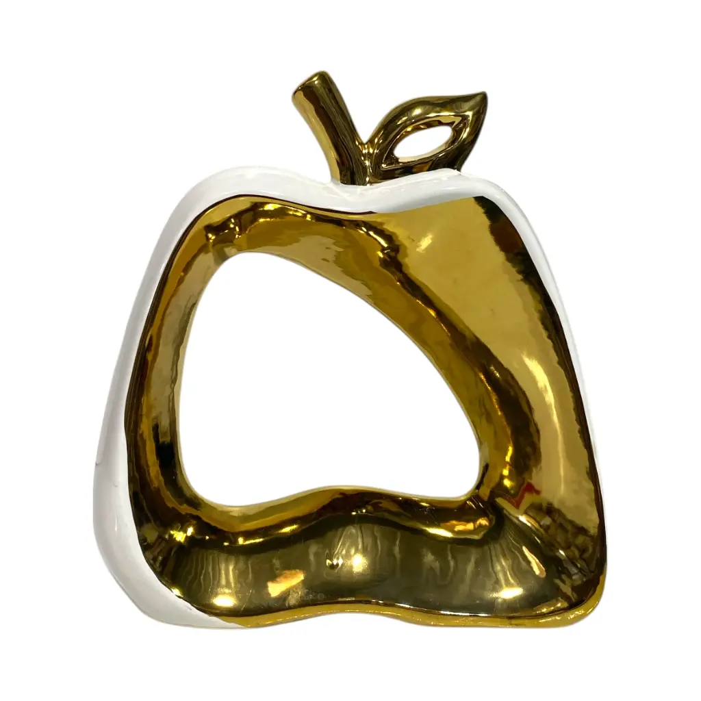 MANZANA DE CERAMICA BLANCO/DORADO 20.5X7X22CM