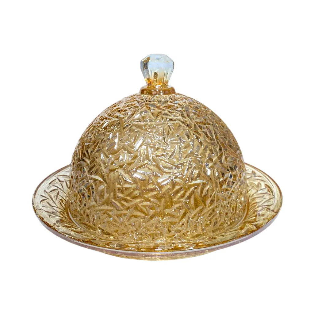 PORTA CAKE DE VIDRIO AMBAR 20X13CM
