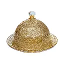 PORTA CAKE DE VIDRIO AMBAR 20X13CM