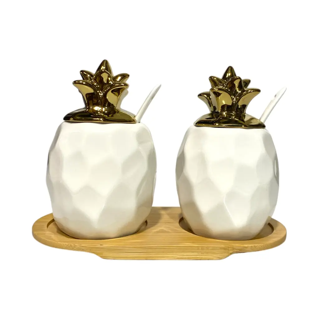 SET DE SALSEROS DECORATIVOS DE CERAMICA 19.5X9.5X14CM
