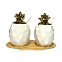 SET DE SALSEROS DECORATIVOS DE CERAMICA 19.5X9.5X14CM