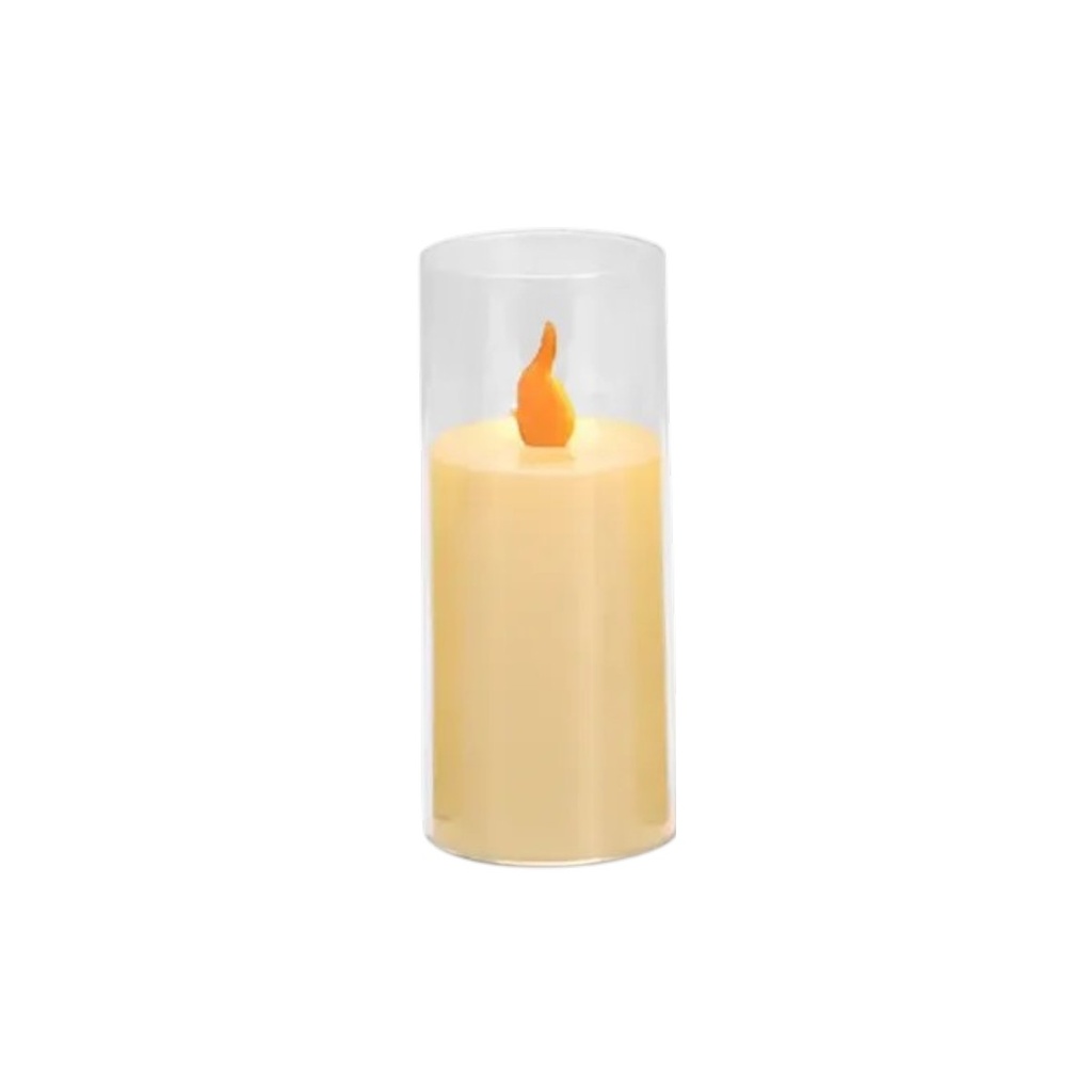 VELA LED CON CANDELABRO, ACRILICA 5X10.5CM 