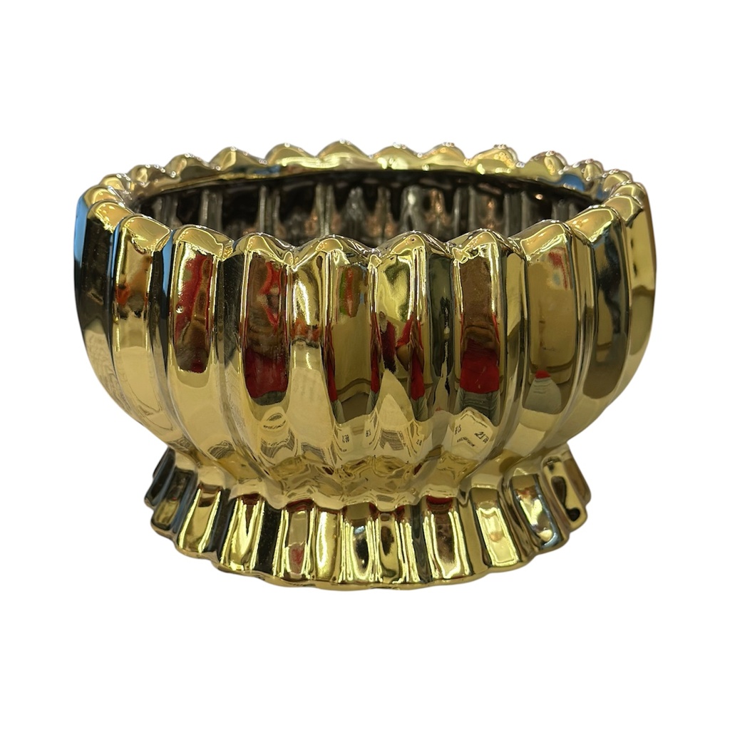 MACETA CROMADA DORADA 14X9CM