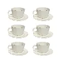 SET DE 6 TAZA/PLATO PORCELANA FILO DORADO, 12PCS. 200ML