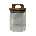 FRASCO DE VIDRIO CON TAPA DE MADERA HERMETICOS 9X14CM 400ML 