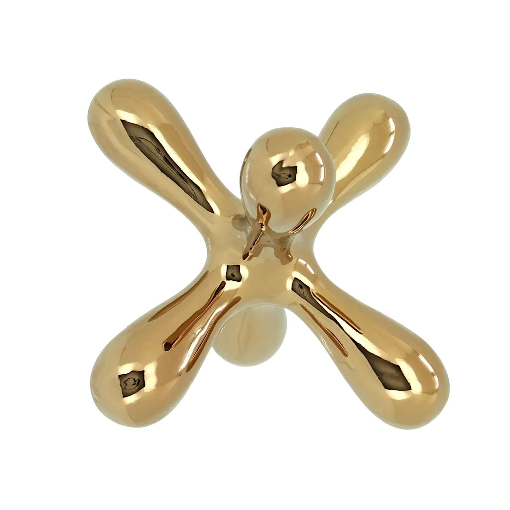 Adorno decorativo molécula dorada, material: cerámica 15x15x10cm