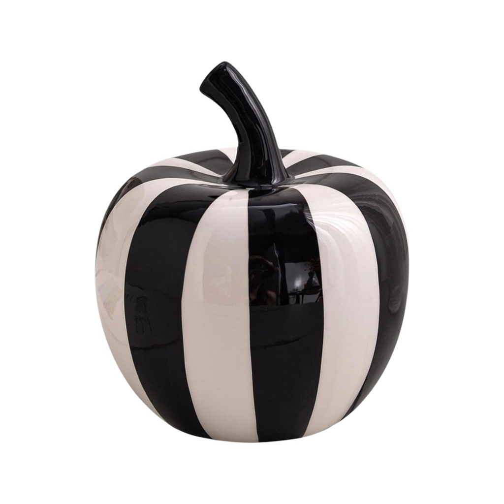 MANZANA DE CERAMICA NEGRA/BLANCO 12X15CM