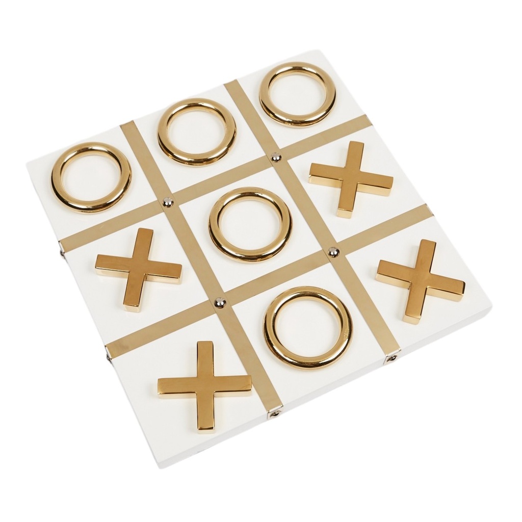 JUEGO DE MESA TRES EN RAYA MADERA/METAL 34X34X4CM