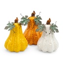 Calabaza de cerámica con hojas de hierro, 10x14cm