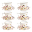 JUEGO DE 6 TAZAS CON PLATO GARDEN ROSA CERAMICA X12PCS. 200ML