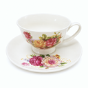 SET TAZA Y PLATO FLORAL CERAMICA. 250ML - 2PZS